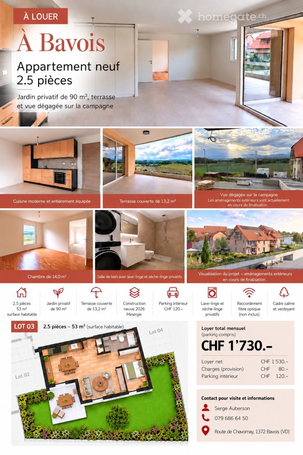 Bavois  Magnifique 2.5 pièces neuf avec jardin de 90 m² - Bild 1