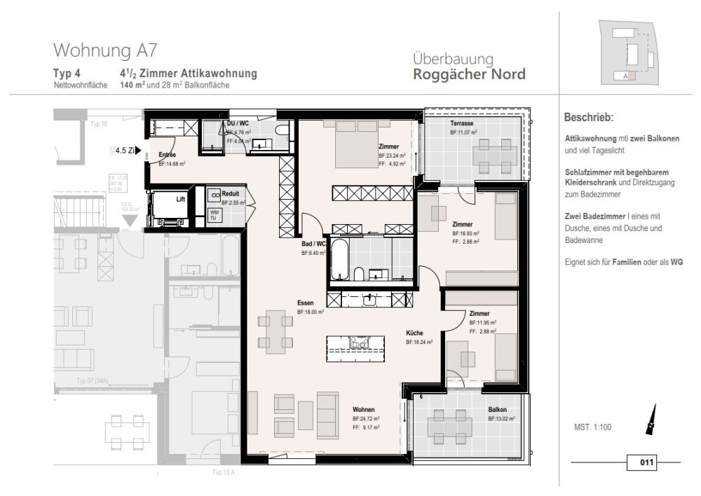 Erstbezug 4.5 Zimmer Attika-Wohnung in neuer Überbauung Roggächer Nord - Bild 5
