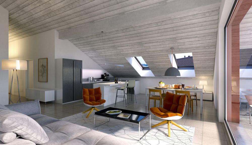 À louer - Magnifique 4.5 pièces neuf dans les combles avec balcon - Image de synthèse