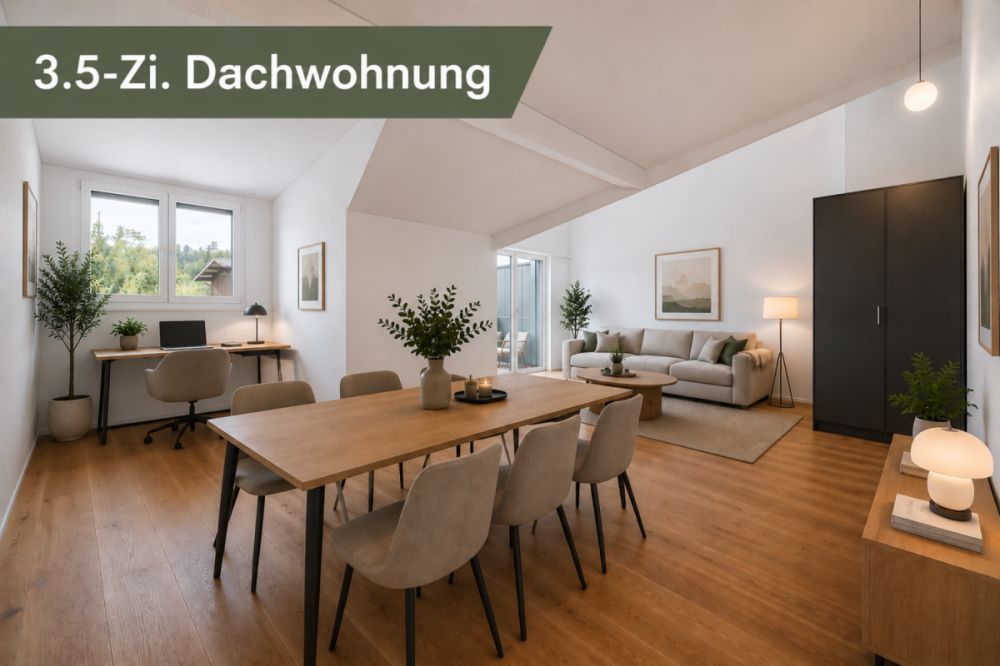 ruhig gelegene 3.5-Zi. Neubau-Dachwohnung mit Blick ins Grüne - Bild 1