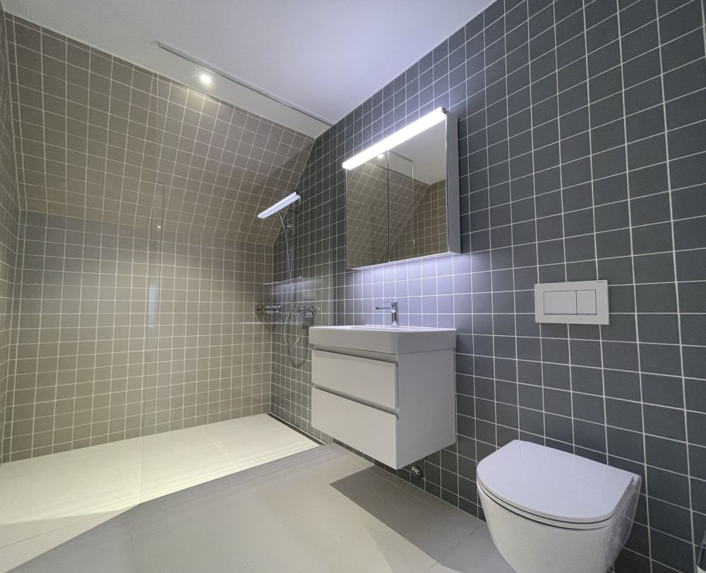Moderner Innenausbau und grosse Dachterrasse - Badezimmer