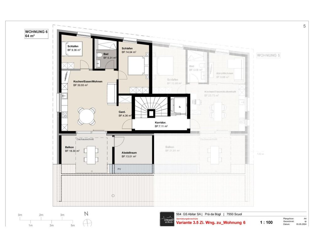 Moderne 2.5-Zimmer-Dachwohnung mit Bergblick in Scuol - Bild 9