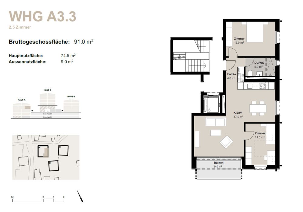 3.5-Zimmerwohnung zur Miete (Erstbezug): Neubau Hasol in Bürchen - Bild 11