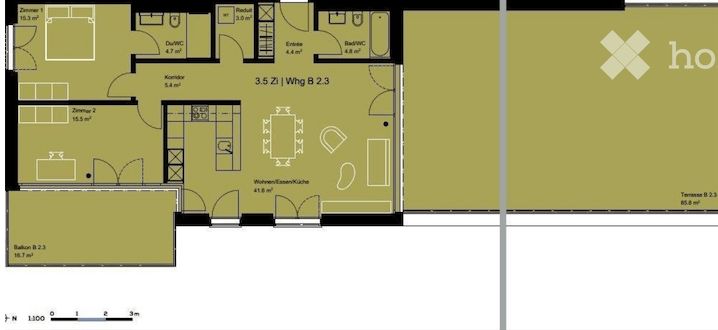 Exklusive 3.5 Zimmer Attikawohnung mit 85 m² Terrasse und zwei Badezimmern in Boniswil - Bild 5