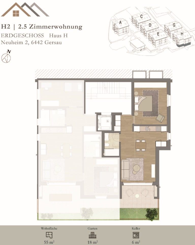 Helle, neue luxuriöse 2½ Zimmer Wohnung (H2) EG mit grossem Sitzplatz - Bild 13