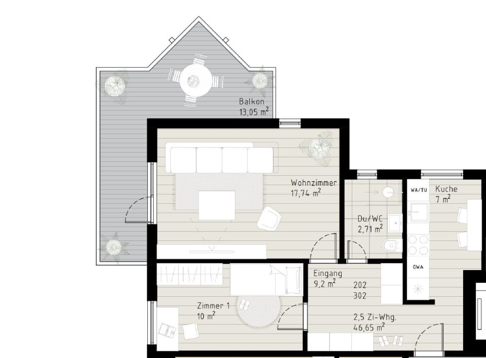 Moderne, frisch sanierte Wohnung im steuergünstigen Bäch SZ - Grundriss