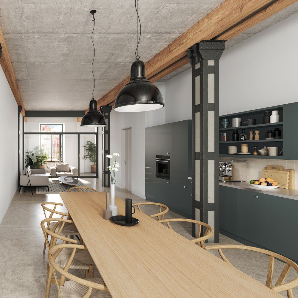 Erstvermietung - Moderne Wohnung mit industriellem Charme - Visualisierung Küche