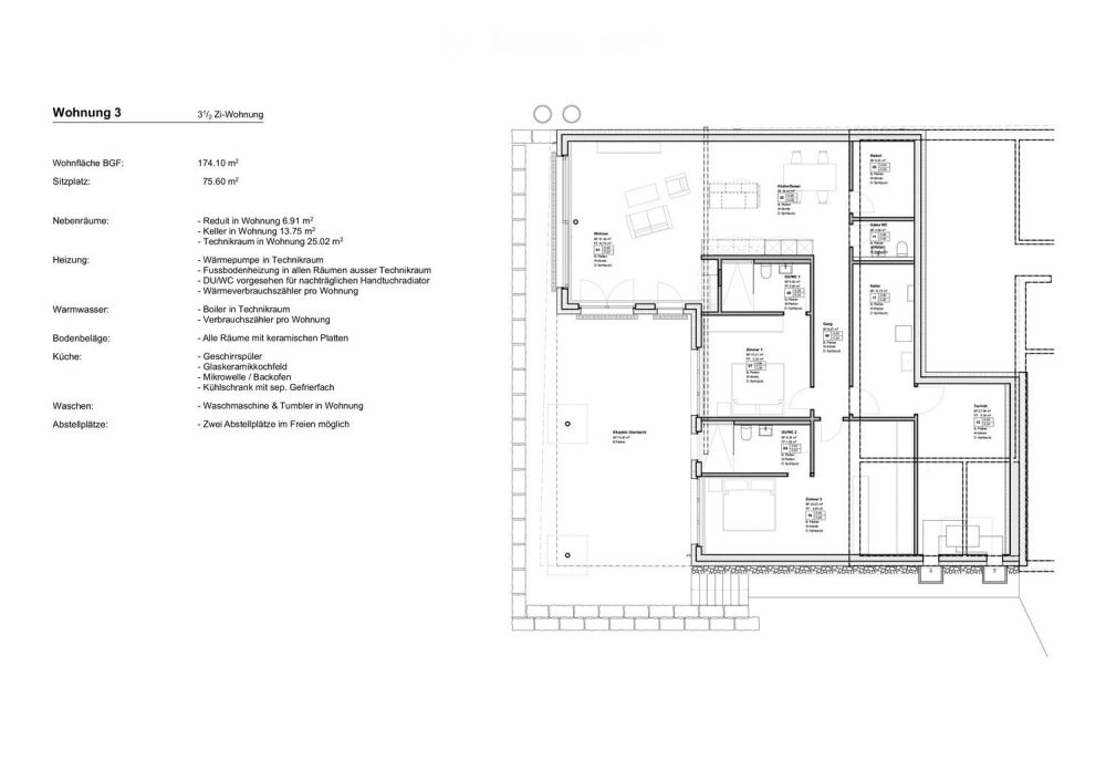 Moderne 3.5-Zimmer-Neubau-Wohnung mit grossem Sitzplatz in Tegerfelden - Bild 1