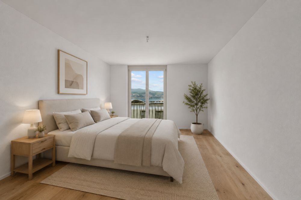 TILIA | Wohnen mit 180° Seesicht - 3.5-Zimmer mit 111 m2 NWF - Bezugsbereit ab 5. Oktober 2026 - Schlafen, KI-Möblierung