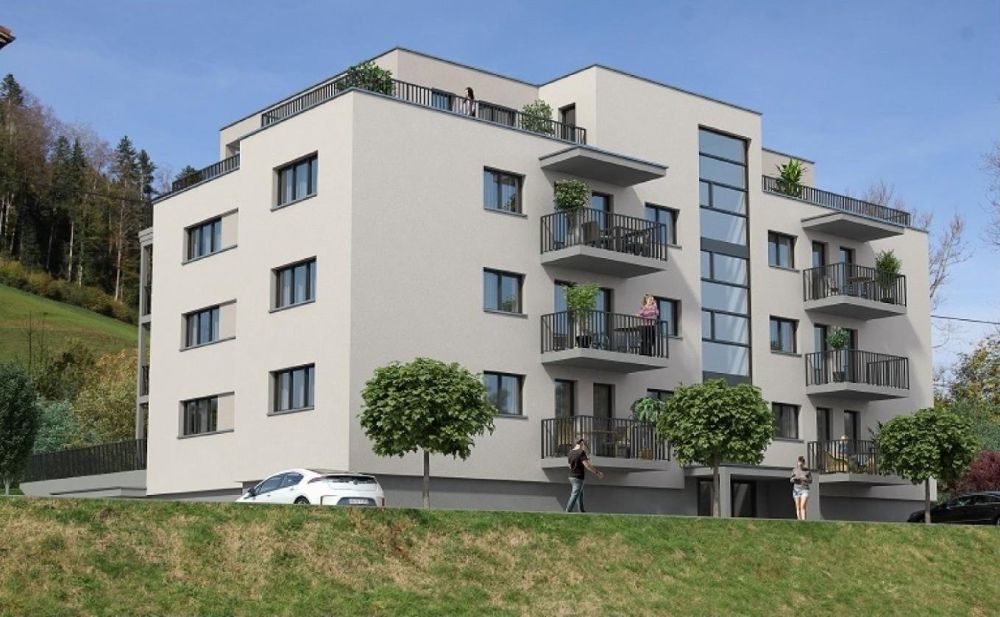 Wohnen im Grünen mit Eigentumsstandard - 3.5-Zi. Whg im 1. OG 95m2 - Aussenaufnahme (VIS)