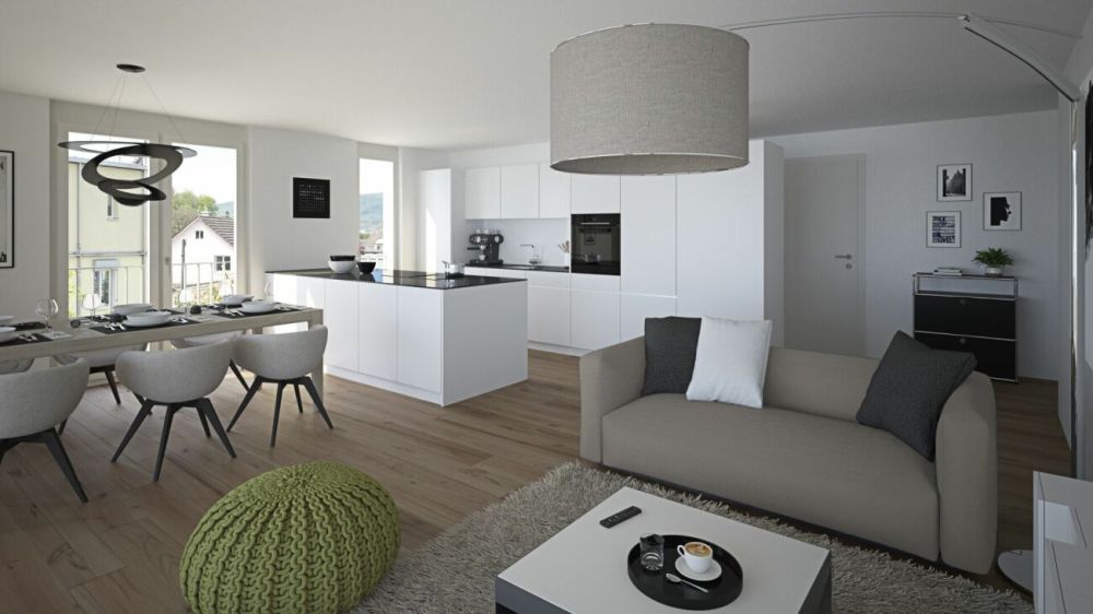 Zentral im Herzen von Suhr - Wohnen und Küche