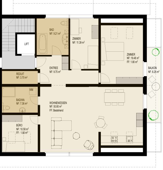 Klimatisierte lichtdurchflutete  4.5 Zimmerwohnung mit 124m2 - Gemütliches Wohnen - Bild 8
