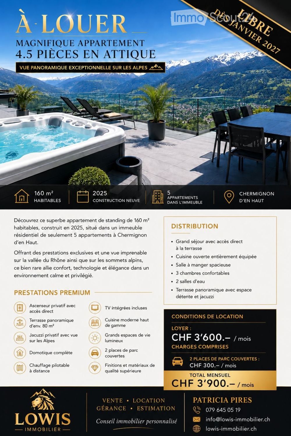 Attique d"exception 4.5 pièces – 160 m² – Vue panoramique – Chermignon d'en Haut - Bild 4