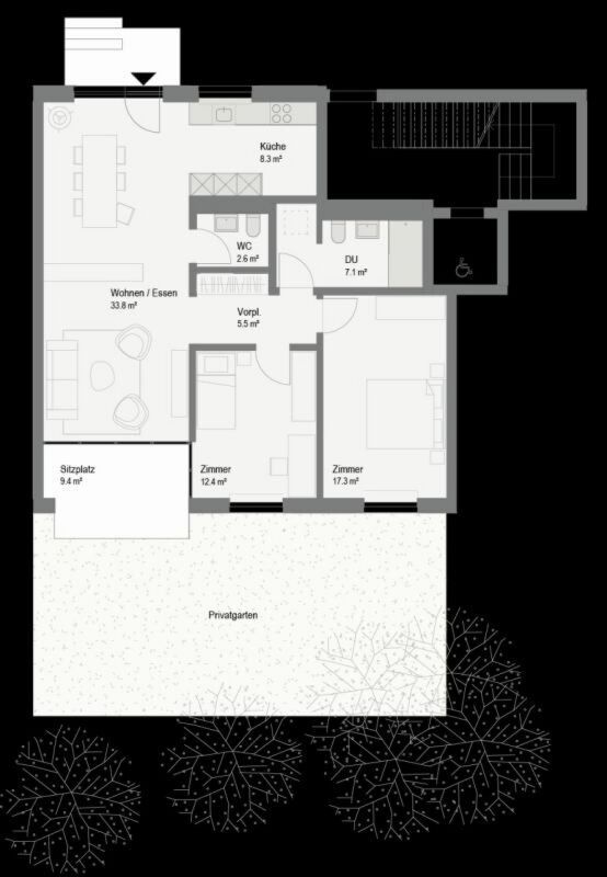 Neuwertige 3.5-Zimmer EG-Wohnung im Eigentumsstandard mit eigenem Eingang, eigenem Waschturm und separatem WC - Bild 12
