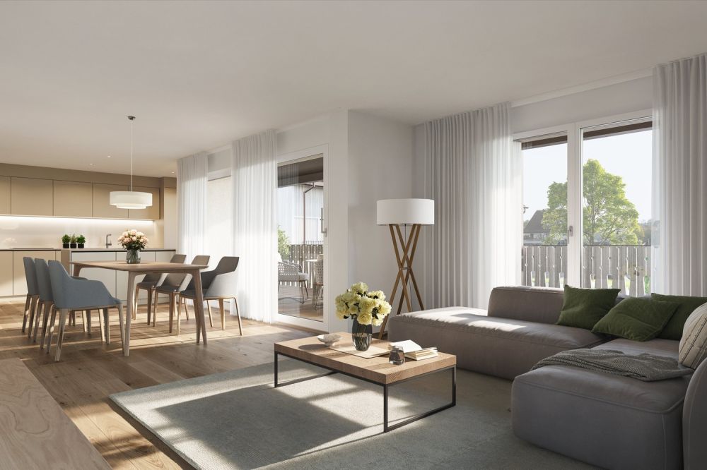 Erstbezug: Moderne 3.5-Zimmer-Neubauwohnung mit 16 m² Balkon, 2 Nasszellen & Hochbeet - Bild 1