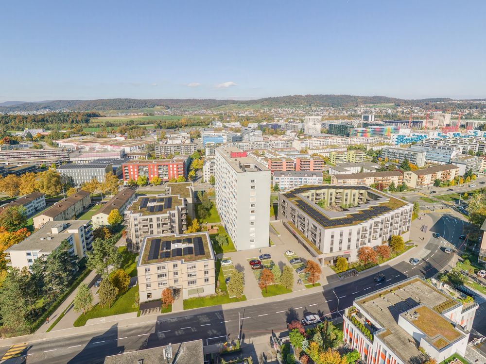 Erstvermietung KESSLERPLATZ  Urbanes Wohnen in der Stadt Schlieren - Vogelperspektive Süd