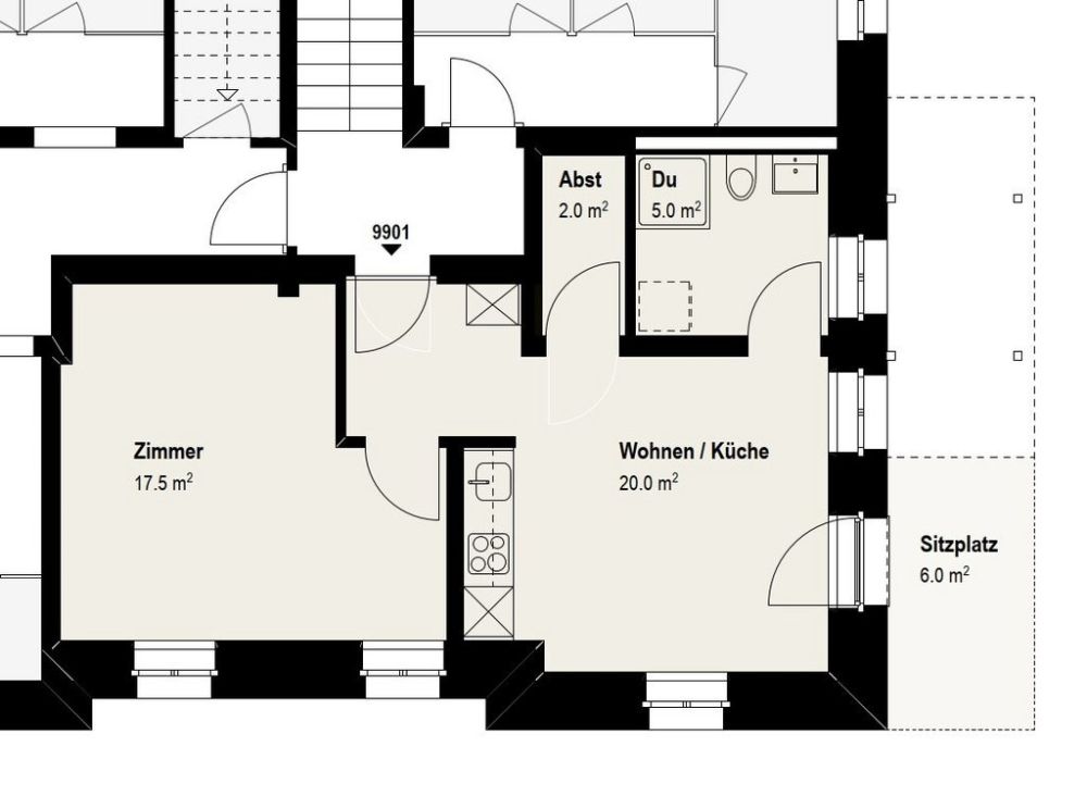 Erstvermietung 2 Zimmerwohnung mit Sitzplatz - Bild 5