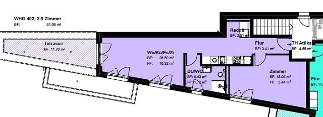 Attikawohnung mit sonnigem Balkon - Grundriss