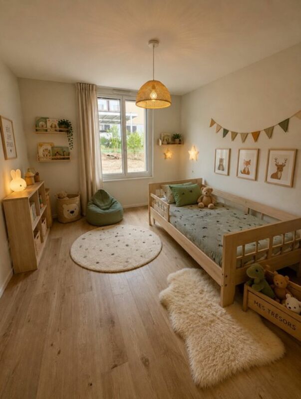 Appartement 3.5 pièces au coeur de Vouvry - Chambre 1 - home staging par image virtuellement générée