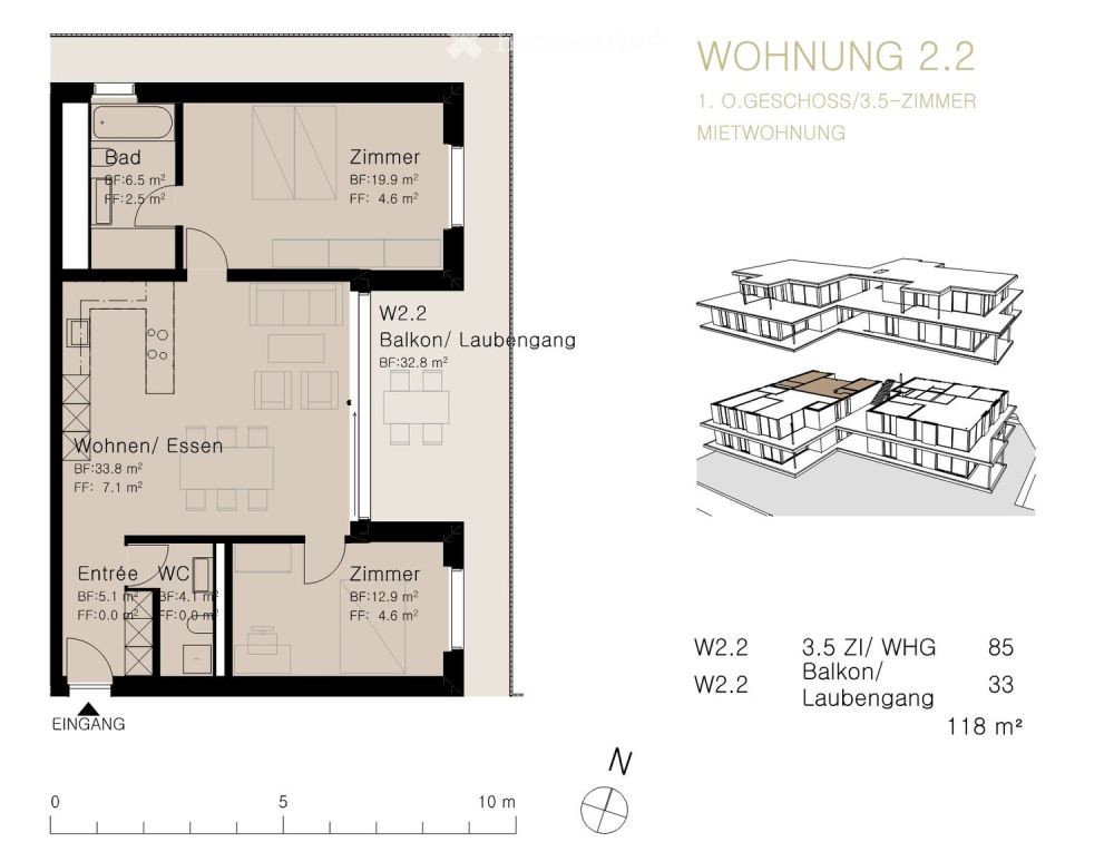3.5 Zimmerwohnung im 1.OG mit herrlicher Morgensonne - Bild 2