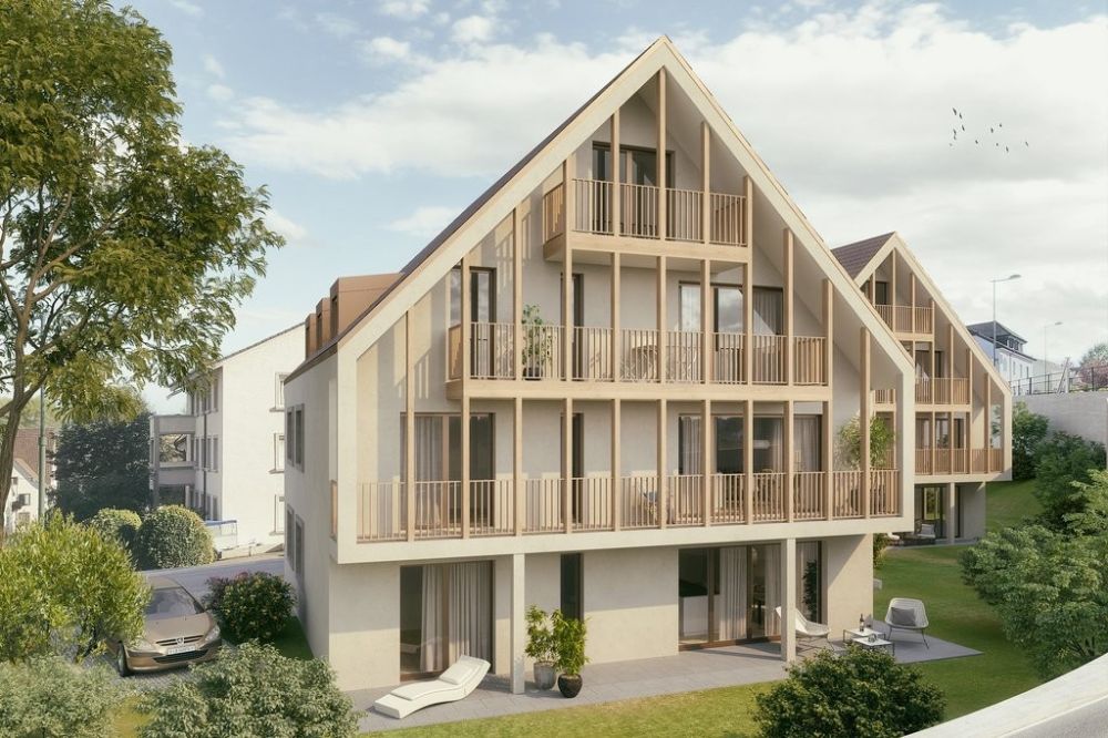 Erstbezug: Moderne Singlewohnung in Ettingen - Visualisierung Aussenansicht