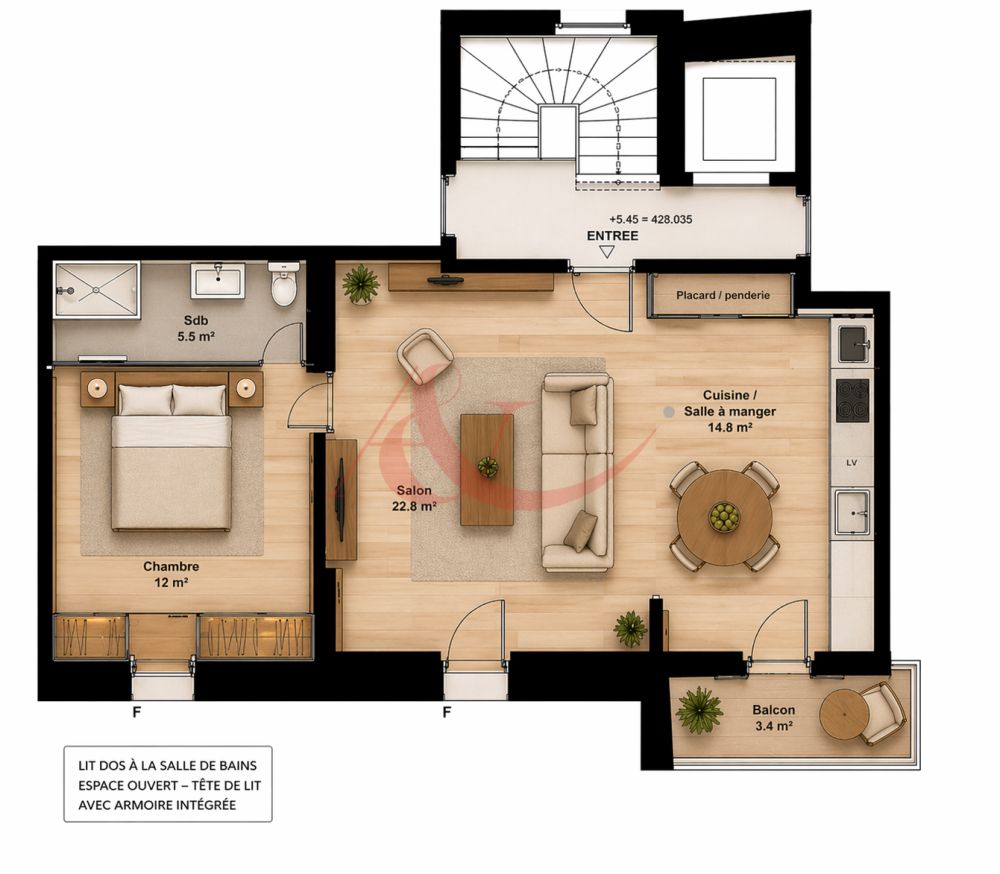 Neuf - Appartement en attique de 2.5 pièces à Corsier-sur-Vevey - Bild 2