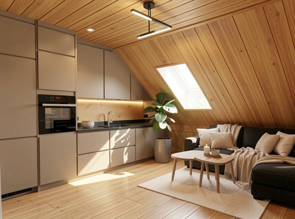 Vermietung auf Zeit: neue 1.5-Zimmer-Dachwohnung mit viel Holz und Balkon - Bild 1