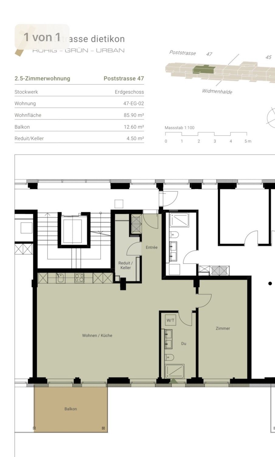 Grosszügige 2 1/2 Zimmerwohnung an ruhiger Lage - Bild 9