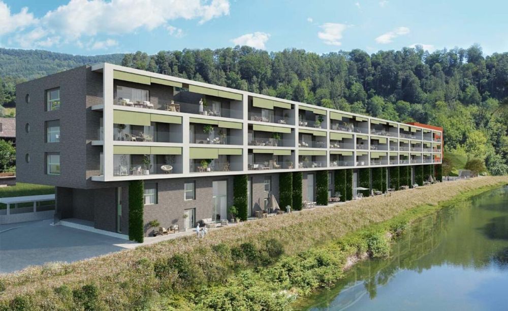Erstvermietung! 3.5-Zimmer-Wohnung mit Terrasse direkt am Wasser inkl. Einstellplatz - Visualisierung Aussenansicht