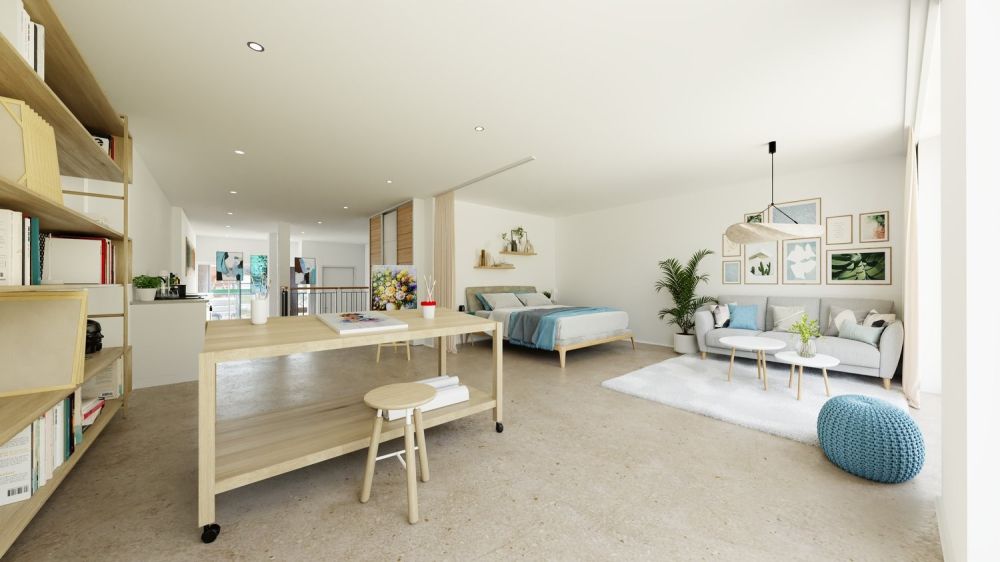 Erstvermietung - Wohn-Ateliers für kreative Wohn- & Arbeitskonzepte - Visualisierung_Wohnatelier