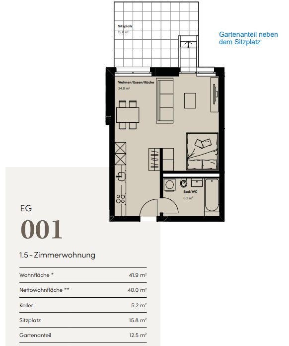 Topmoderne Gartenwohnung mit Sitzplatz und zentral in Bülach/ Modern Garden Apartment with Patio in a Central Location in Bülach - Bild 4