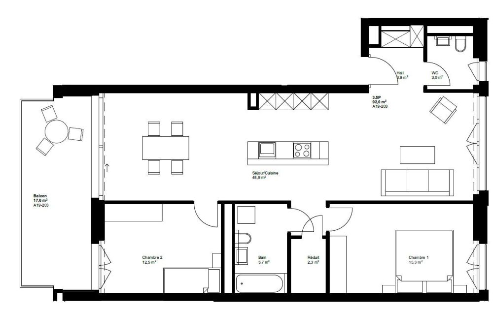 3.5 pièces neuf avec balcon - A19-203 - Bild 11