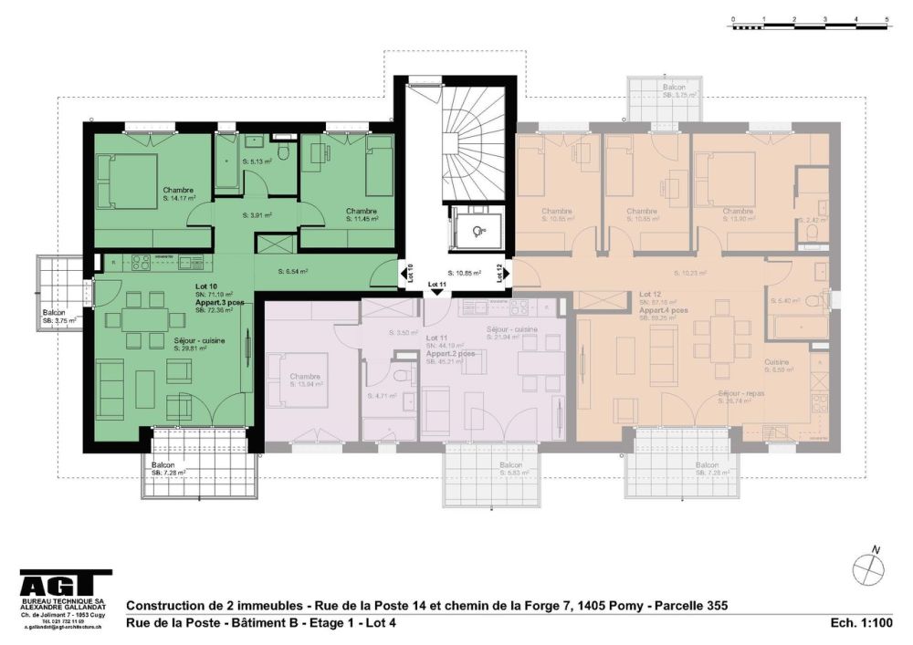 A louer à Pomy le dernier 3 1/2 pièces 1 er étage avec 2 balcons - Lot 10 1 er étage