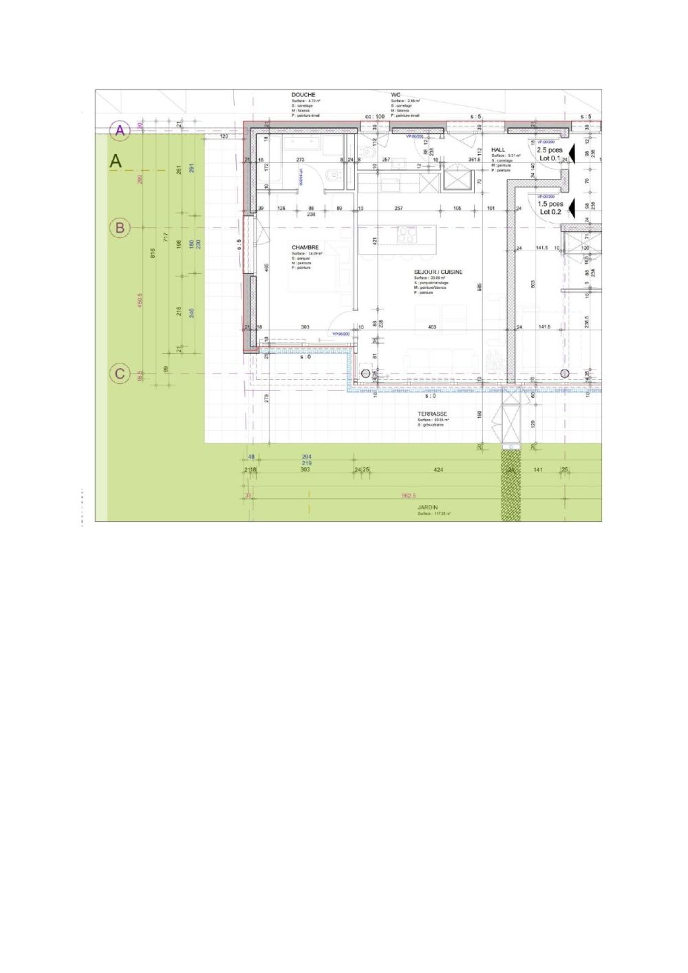 Wohnung mit 2.5 Zimmern im Erdgeschoss - Plan appartement
