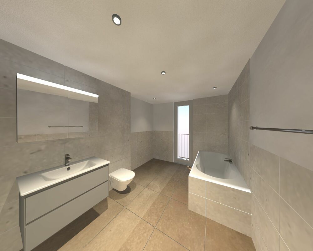 Wohnen im Gruebi - Obergeschoss Badezimmer mit Badewanne