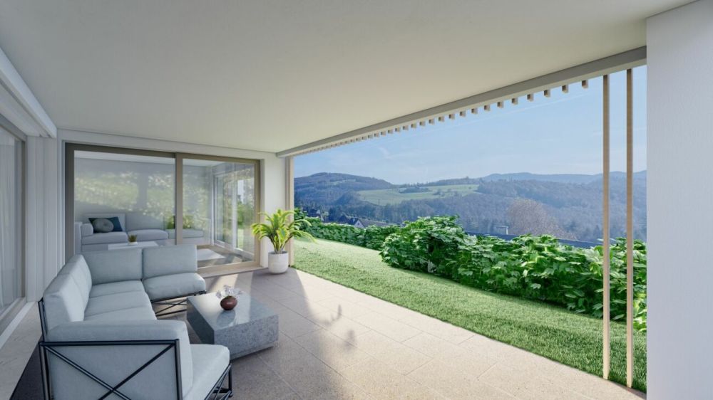 Neubau 3.5 Zimmer-Gartenwohnung mit ESTH W2 - Visualisierung W1