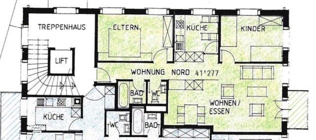 3,5-Zimmer-Wohnung im Zentrum von Wil SG - alter Grundriss