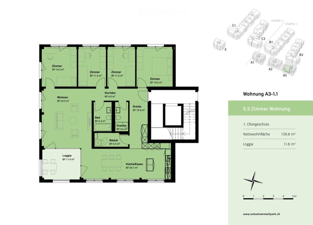 Erstbezug! Helle moderne 5.5 Zimmer Wohnung mit praktischer Loggia - Bild 6