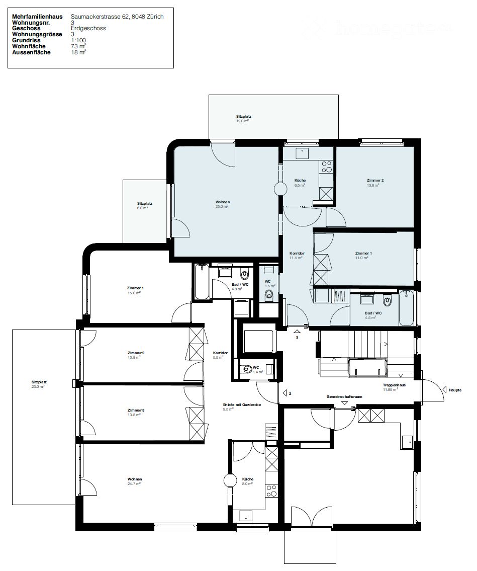 ERSTVERMIETUNG 3- Zimmerwohnung EG, 8048 Zürich zu vermieten - Bild 3
