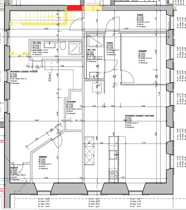 Erstvermietung moderne 2-Zimmer-Wohnung in Bachs - Grundrissplan 2-Zimmer-Wohnungen