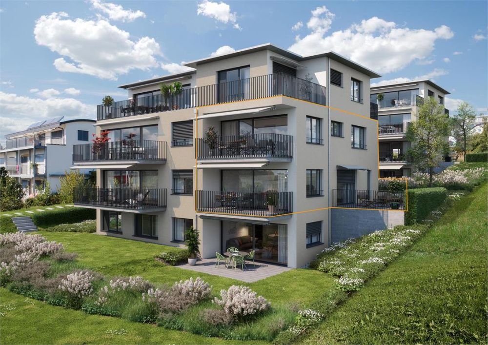 Neubauwohnung mit Gartensitzplatz, zwei Balkonen und traumhafter Seesicht - Bild 1