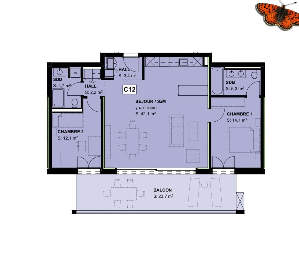 VAURLUZ - PROMOTION APPARTEMENTS NEUFS - 3 ½ PIECES - plan
