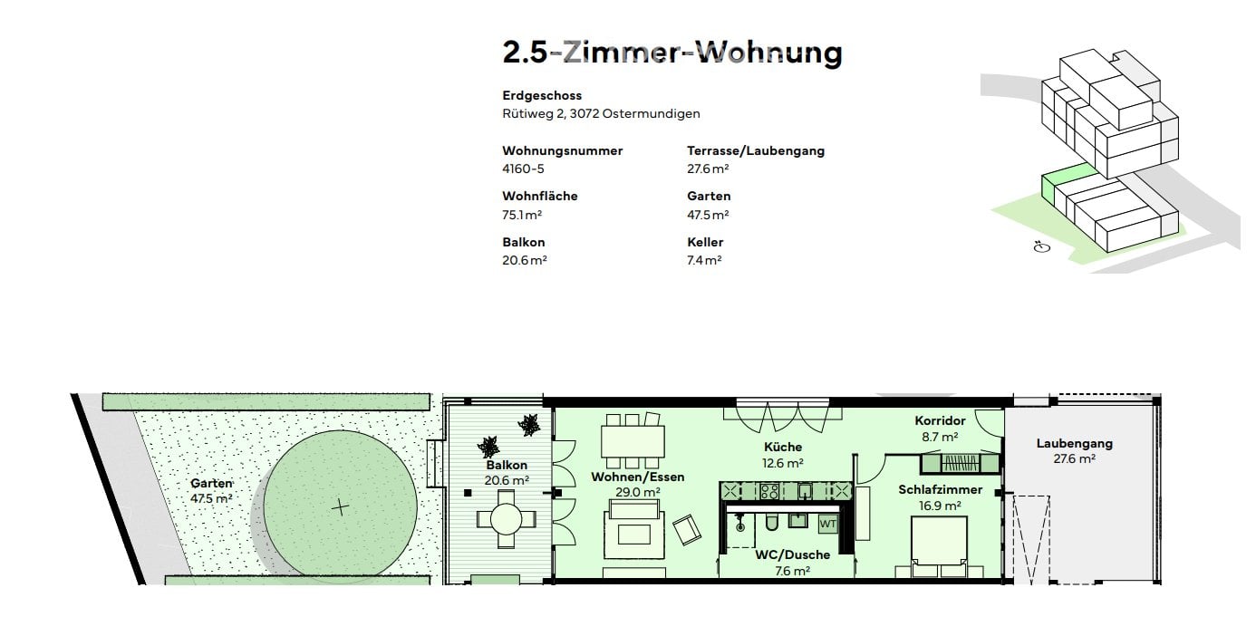 2.5 Zimmer Wohnung - Veranda, Terrasse, Gartenplatz - Bild 5