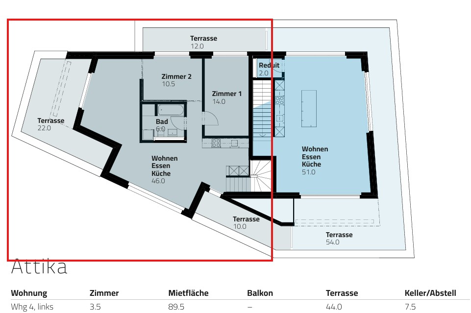Moderne 3.5-Zimmer-Attikawohnung mit Terasse in Wilen bei Wollerau - Bild 6