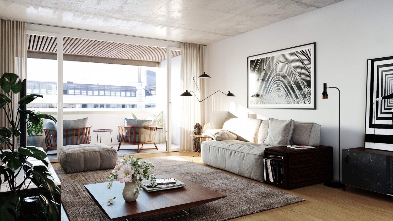 Moderne Single-Wohnung mieten - Wohnzimmer