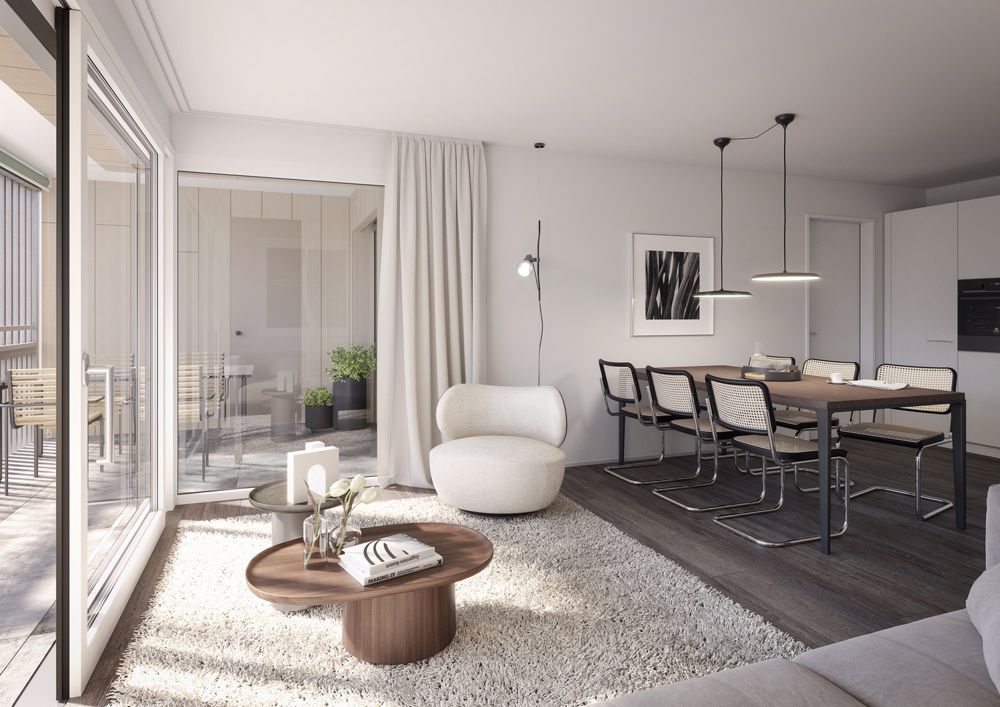 Erstvermietung Überbauung Hostez - im Dorf dihei - Wohnzimmer