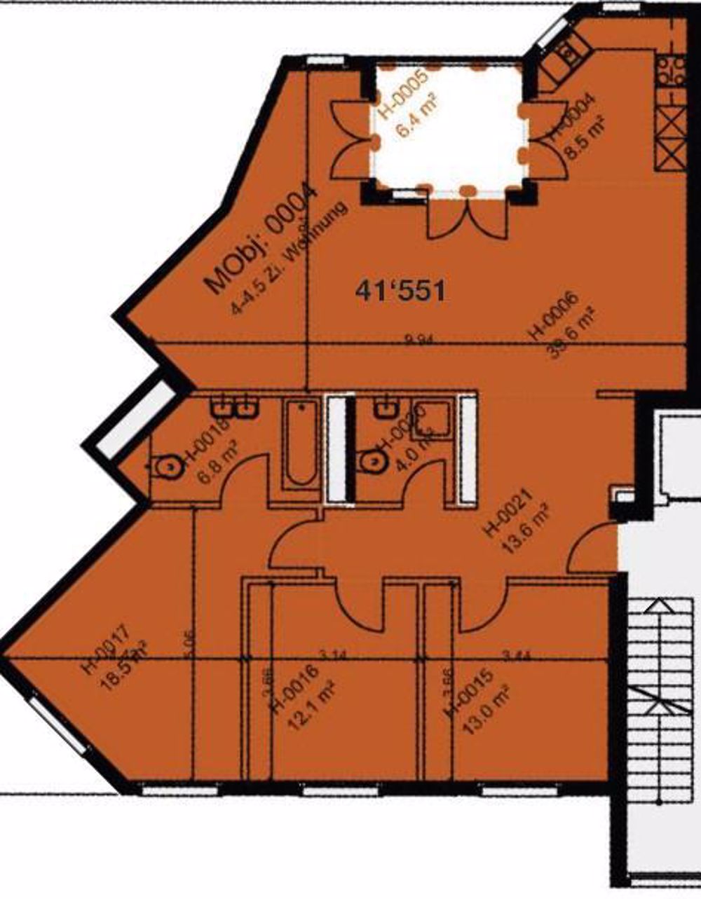 Erstbezug nach Sanierung - moderne 4.5-Zimmer-Wohnung - Grunriss