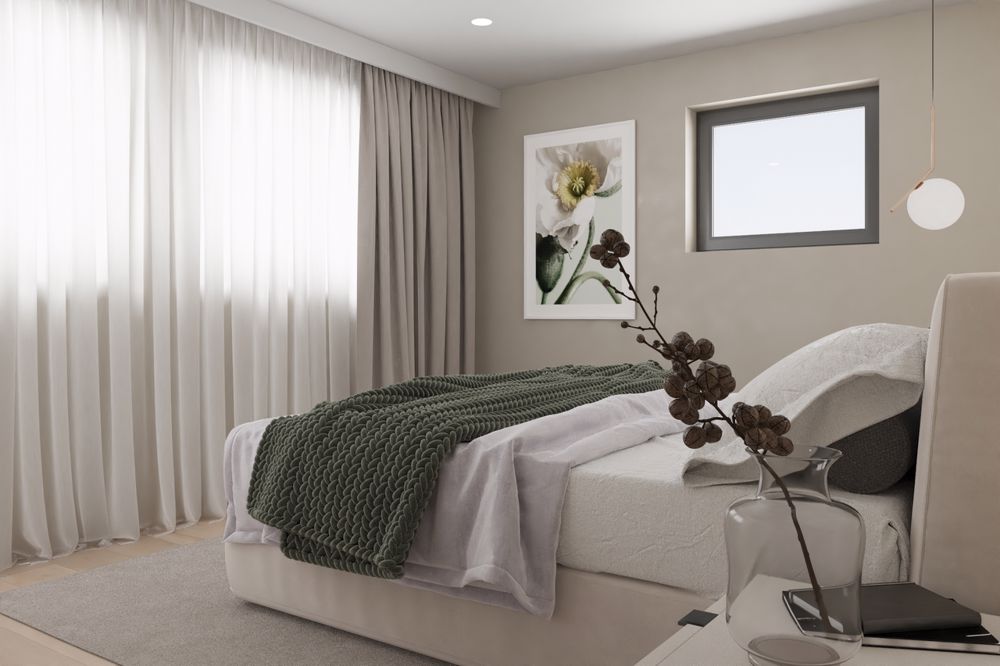 Spacieux 3.5 pces orienté Sud-Ouest avec grande terrasse - Lot A.1 - Chambre à coucher / Los A.1 - Schlafzimmer / Lot A.1 - Bedroom