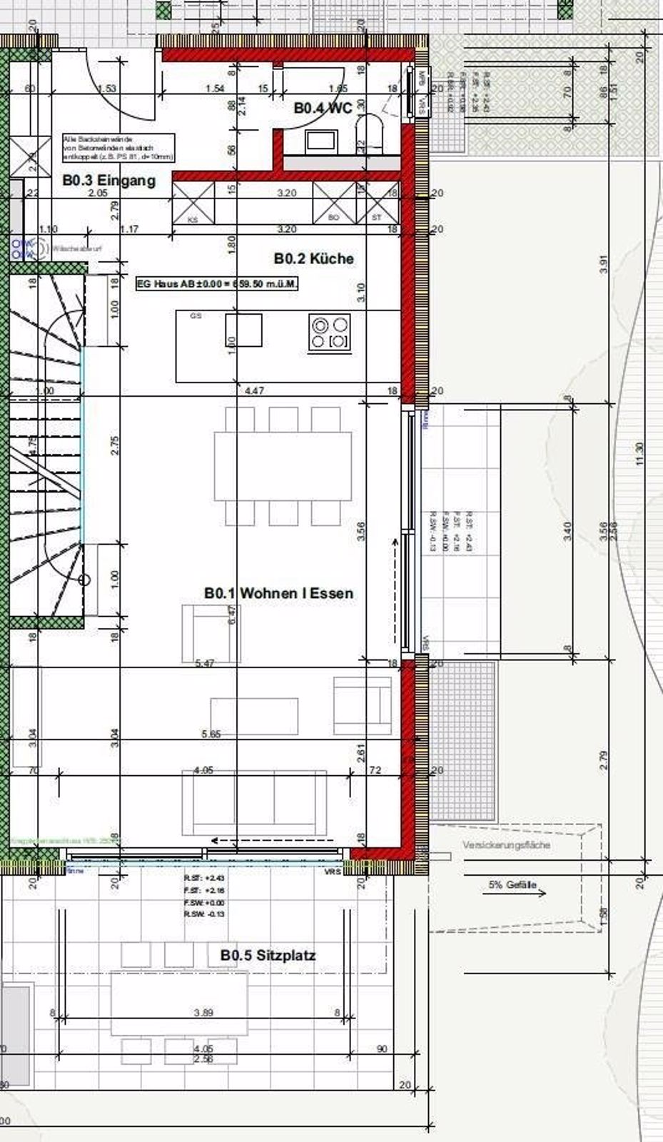 Erstbezug - 6.5-Zi. Doppeleinfamilienhaushälfte mit Garten und Pool - Grundriss Erdgeschoss