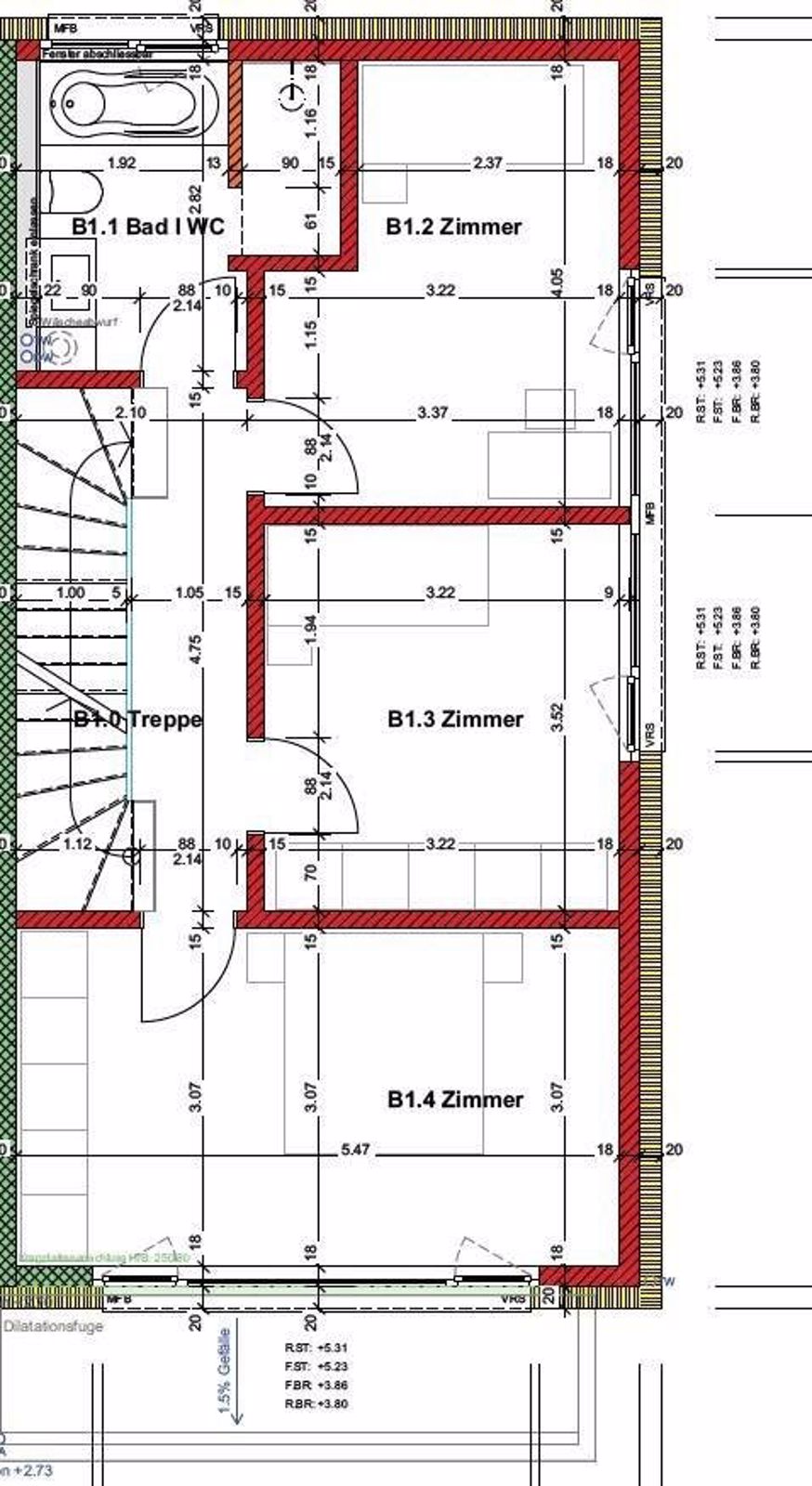 Erstbezug - 6.5-Zi. Doppeleinfamilienhaushälfte mit Garten und Pool - Grundriss Obergeschoss